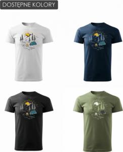 Topslang Koszulka z górami w góry biwak namiot tatry outdoor trekkingowa męska biała REGULAR r. L 3