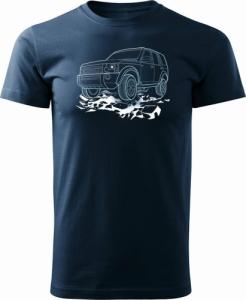 Topslang Koszulka z samochodem Land Rover Land Roverem męska granatowa REGULAR M 1