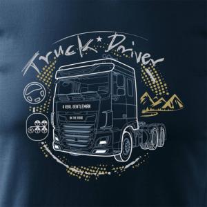 Topslang Koszulka z ciężarówką DAF prezent dla kierowcy Tira męska granatowa REGULAR r. XL 2