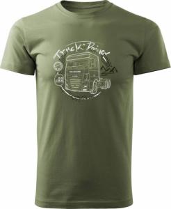 Topslang Koszulka z ciężarówką DAF prezent dla kierowcy Tira męska khaki REGULAR r. S 1