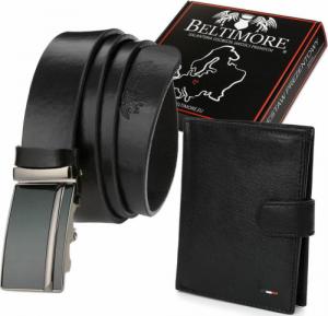 Beltimore Zestaw męski skórzany premium Beltimore portfel pasek T94 : Kolory - czarny, Rozmiar pasków - r.90-105 cm NoSize 1