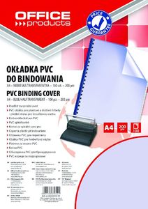 Office Products OKŁADKI DO BINDOWANIA OFFICE PRODUCTS, PVC, A4, 200MIKR., 100SZT., NIEBIESKIE TRANSPARENTNE 20222015-01 1