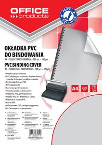 Office Products OKŁADKI DO BINDOWANIA OFFICE PRODUCTS, PVC, A4, 200MIKR., 100SZT., SZARE TRANSPARENTNE 20222015-10 1