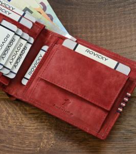 Portfel męski ze skóry naturalnej zdobiony poprzecznymi paseczkami NoSize 8