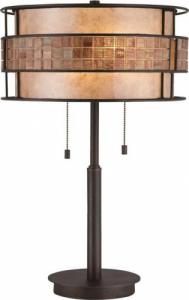 Lampa stołowa Quoizel Stojąca LAMPKA biurkowa QZ/LAGUNA/TL Elstead QUOIZEL LAMPA stołowa w stylu orientalnym mozaika ciemny brąz beżowy 1