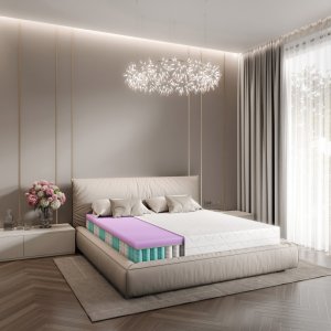 Tompol Materac 160x200 kieszeniowy z pianką Visco TIMO 17 cm z pokrowcem H2 H3 3