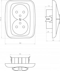 Montis Gniazdo wtyczkowe podwójne z uziemieniem PT-6A MONTIS SIMPLEX MT054Z 3