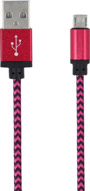 Kabel USB Forever KAB. micro USB pleciony różowy - T_0014599 1