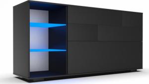 AMD Meble Komoda MAJA LED XL nowoczesna, czarna 1