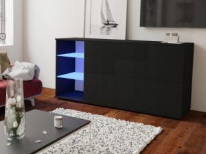 AMD Meble Komoda MAJA LED XL nowoczesna, czarna 5