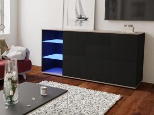 AMD Meble Komoda MAJA LED XL nowoczesna, czarna 8