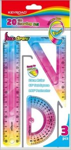 PBS Connect Zestaw geometryczny elastyczny Keyroad Rainbow Deco liniijka 20cm, ekierka 18cm kątomierz 10cm p24 1
