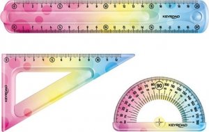 PBS Connect Zestaw geometryczny elastyczny Keyroad Rainbow Deco liniijka 20cm, ekierka 18cm kątomierz 10cm p24 2
