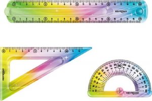 PBS Connect Zestaw geometryczny elastyczny Keyroad Rainbow Deco liniijka 20cm, ekierka 18cm kątomierz 10cm p24 3
