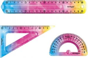 PBS Connect Zestaw geometryczny elastyczny Keyroad Rainbow Deco liniijka 20cm, ekierka 18cm kątomierz 10cm p24 4