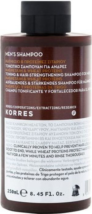 Korres Men's Shampoo Toning & Hair-Strengthening tonizujący i wzmacniający szampon do włosów z magnezem i proteinami pszenicy 250ml 1