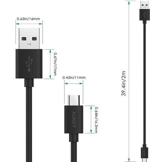 Kabel USB Aukey Wtyczka prosta USB-A - microUSB 2 m Czarny (CB-D9) 2