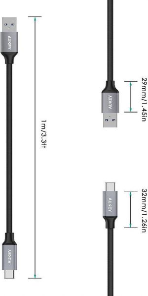 Kabel USB Aukey USB-A - USB-C 1 m Czarny (CB-CD2) 6