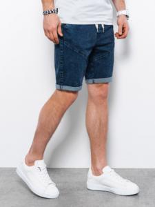 Ombre Krótkie spodenki męskie jeansowe - ciemny jeans W361 L 1