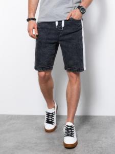 Ombre Krótkie spodenki męskie jeansowe - czarne W363 S 1
