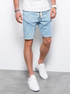 Ombre Krótkie spodenki męskie jeansowe - jasny jeans W361 S 1