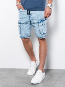 Ombre Krótkie spodenki męskie jeansowe - jasny jeans W362 L 1