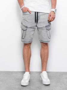 Ombre Krótkie spodenki męskie jeansowe - szare W362 XL 1