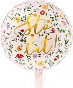 PartyDeco Balon foliowy Sto lat!, 35cm, jasny różowy one size 1