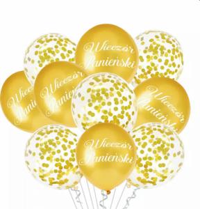 PartyPal Balony na Wieczór Panieński złote z konfetti 10sz one size 1