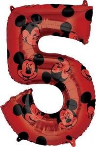 GoDan Balon foliowy cyfra 5 Myszka Mickey, czerwony, 66 cm one size 1