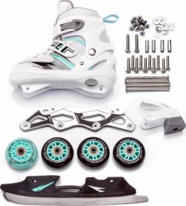 Rolki Meteor 4w1 Seasons z wymienną płozą regulowane białe r. 38-41 3