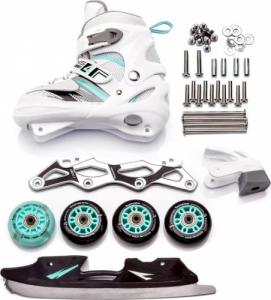 Rolki Meteor 4w1 Seasons z wymienną płozą regulowane białe r. 34-37 3