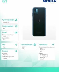 Smartfon Nokia G21 4/64GB Niebieski  (TA-1418 DS 4/64 PL BLUE) 5