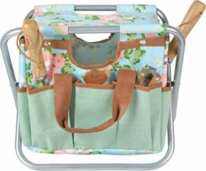 Esschert Design Esschert Design Stołek na narzędzia ogrodnicze, nadruk w róże 3