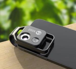 Apexel Obiektyw mikroskopu 200x ze światłem LED, marka Apexel kompatybilna z iPhone 13, iPhone 12, iPhone 11, X, 8,7,6,5, Samsung, Huawei, Xiaomi, Oppo, Nokia 3