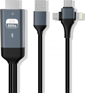 Kabel USB Pawonik USB-A - USB-C + micro-B + Lightning 2 m Czarny 3
