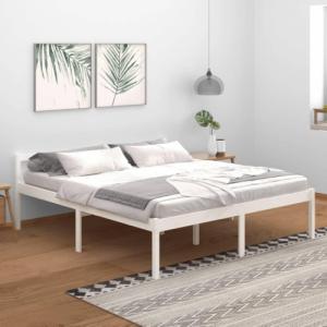 vidaXL Rama łóżka, biała, lite drewno sosnowe, 180x200 cm, Super King 1
