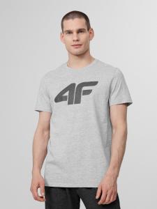 4f Koszulka męska H4Z22-TSM353 Chłodny jasny szary melanż r.M 3