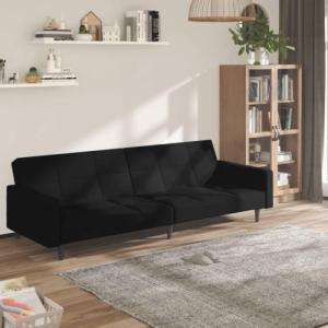 vidaXL vidaXL 2-osobowa sofa rozkładana, czarna, obita mikrofibrą 1