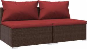 vidaXL vidaXL 2-cz. zestaw wypoczynkowy do ogrodu, poduszki, rattan PE, brąz 2