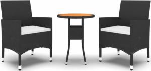 vidaXL vidaXL 3-częściowy zestaw mebli ogrodowych, polirattan, czarny 2