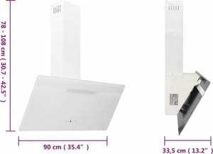 Okap vidaXL vidaXL Ścienny okap kuchenny, 90 cm, stal i hartowane szkło, biały 10