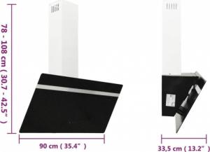 Okap vidaXL vidaXL Ścienny okap kuchenny, 90 cm, stal i hartowane szkło, czarny 10