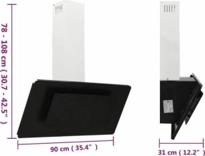 Okap vidaXL vidaXL Okap kuchenny, 90 cm, stal nierdzewna i hartowane szkło, czarny 10