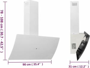 Okap vidaXL vidaXL Ścienny okap kuchenny, 90 cm, stal i hartowane szkło, biały 10