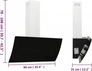 Okap vidaXL vidaXL Ścienny okap kuchenny, 90 cm, stal i hartowane szkło, czarny 10