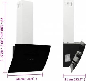 Okap vidaXL vidaXL Ścienny okap kuchenny, 60 cm, stal i hartowane szkło, czarny 10