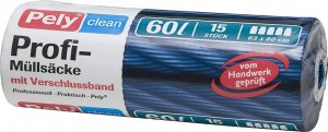 Pely (DE) Pely, Worek na śmieci, 60l , 15 sztuk (PRODUKT Z NIEMIEC) 1
