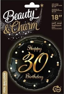 GoDan Balon foliowy B&C Happy 30 Birthday czarno-złoty 1