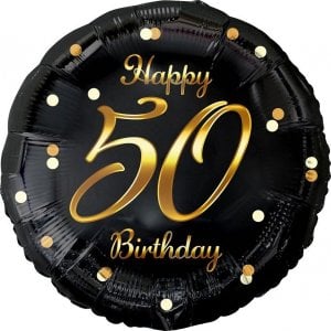 GoDan Balon foliowy B&C Happy 50 Birthday czarno-złoty 1
